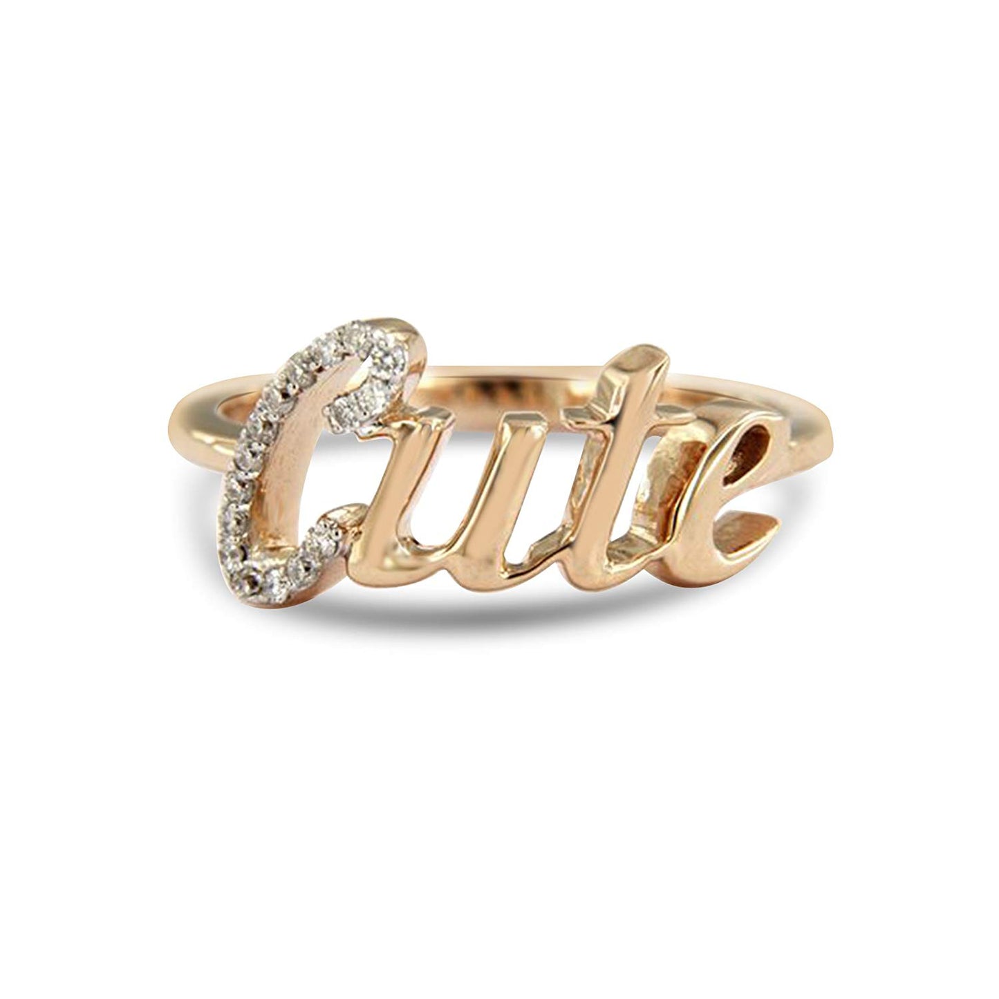 atjewels Cute Ring in 14K Rose Gold Over 925 Sterling Silver Round White Zirconia MOTHER'S DAY SPECIAL OFFER - atjewels.in