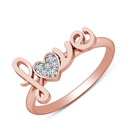 atjewels Round White CZ 14K Rose Gold Plated On 925 Silver Love Heart Ring MOTHER'S DAY SPECIAL OFFER - atjewels.in