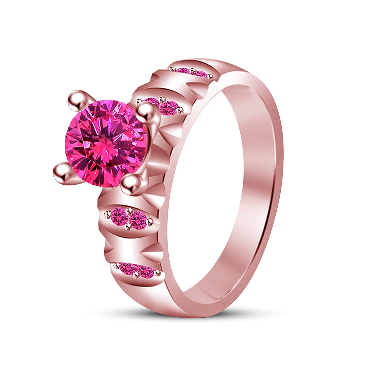 atjewels 14k Rose Gold Over 925 Silver Pink Sapphire Bridal Ring Set Size US 6 MOTHER'S DAY SPECIAL OFFER - atjewels.in