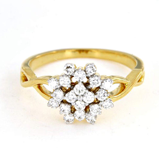 atjewels Anniversary Cluster Ring For Women with 18K Yellow Gold Over .925 Silver Round White Zirconia MOTHER'S DAY SPECIAL OFFER - atjewels.in