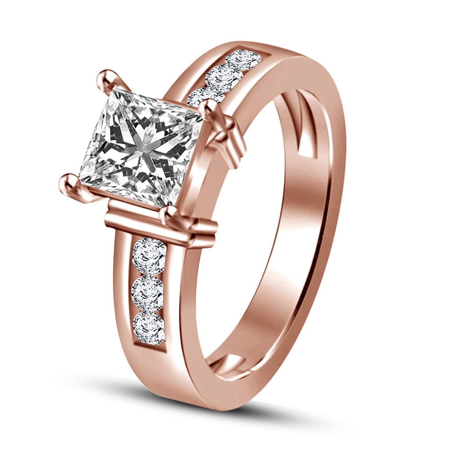 atjewels White CZ 14K Rose Gold Over .925 Sterling Silver Engagement Ring For Women's MOTHER'S DAY SPECIAL OFFER - atjewels.in