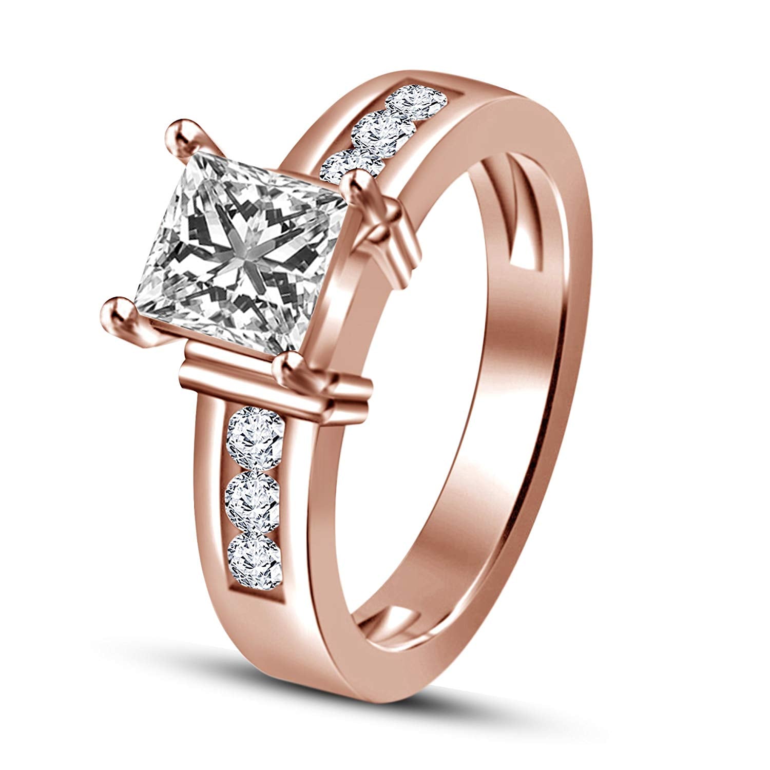 atjewels White CZ 14K Rose Gold Over .925 Sterling Silver Engagement Ring For Women's MOTHER'S DAY SPECIAL OFFER - atjewels.in