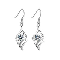 atjewels Fishhook Dangle Earrings in Round White Zirconia with 14K White Gold Over 925 Sterling Silver Dangle Earrings For Women/Girls Chaturthi SpecialMOTHER'S DAY SPECIAL OFFER - atjewels.in