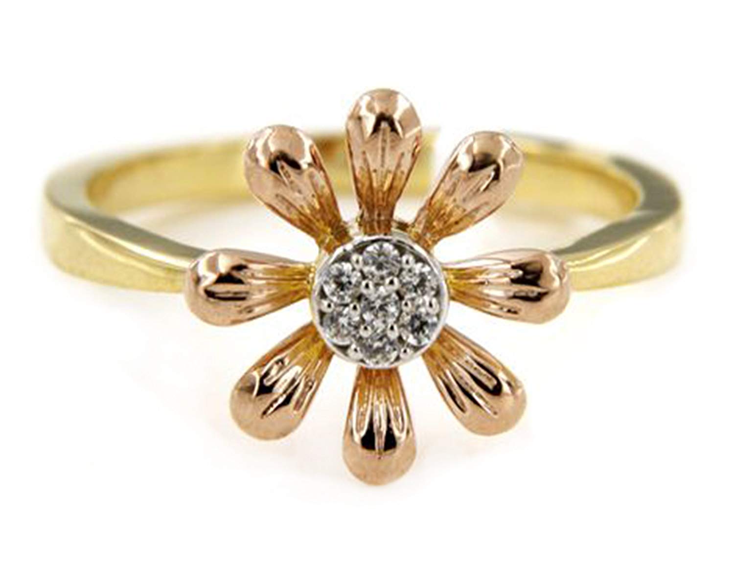 atjewels 14K Yellow Gold Over 925 Silver 0.11 TCW with Round White CZ Flower Wedding Ring MOTHER'S DAY SPECIAL OFFER - atjewels.in