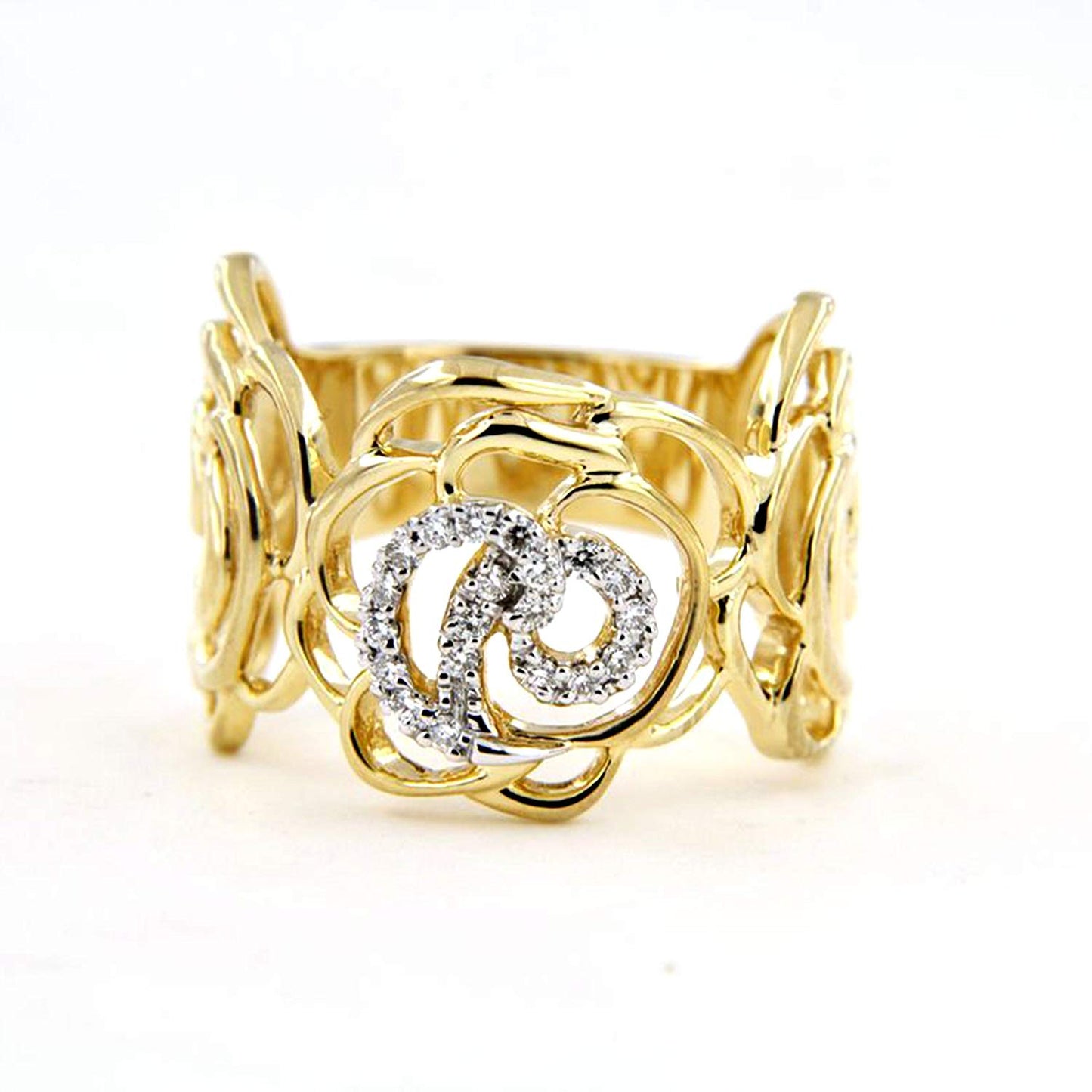 atjewels 18K White & Yellow Gold On .925 Silver White CZ Wedding and Cocktail Ring For Women's MOTHER'S DAY SPECIAL OFFER - atjewels.in