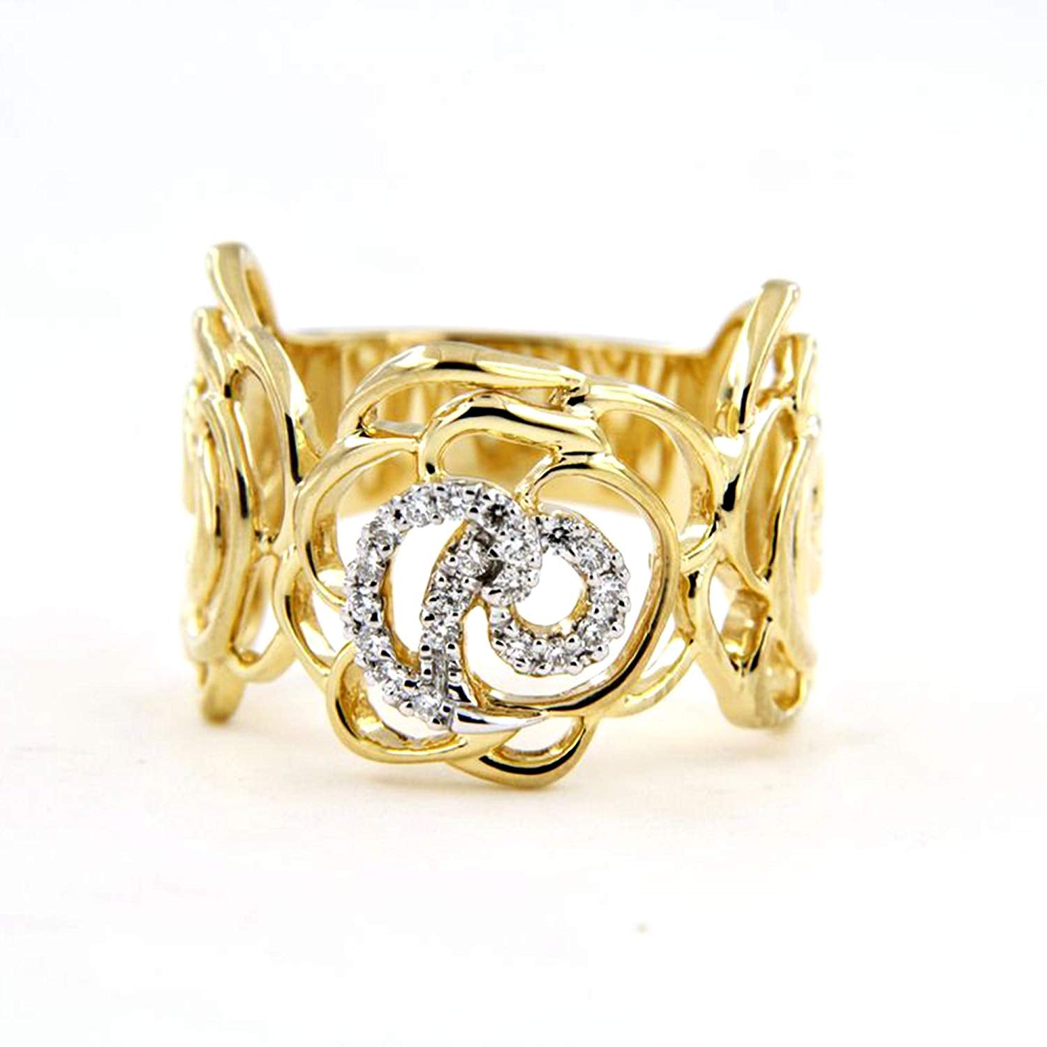 atjewels 18K White & Yellow Gold On .925 Silver White CZ Wedding and Cocktail Ring For Women's MOTHER'S DAY SPECIAL OFFER - atjewels.in