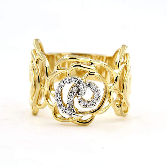 atjewels 18K White & Yellow Gold On .925 Silver White CZ Wedding and Cocktail Ring For Women's MOTHER'S DAY SPECIAL OFFER - atjewels.in