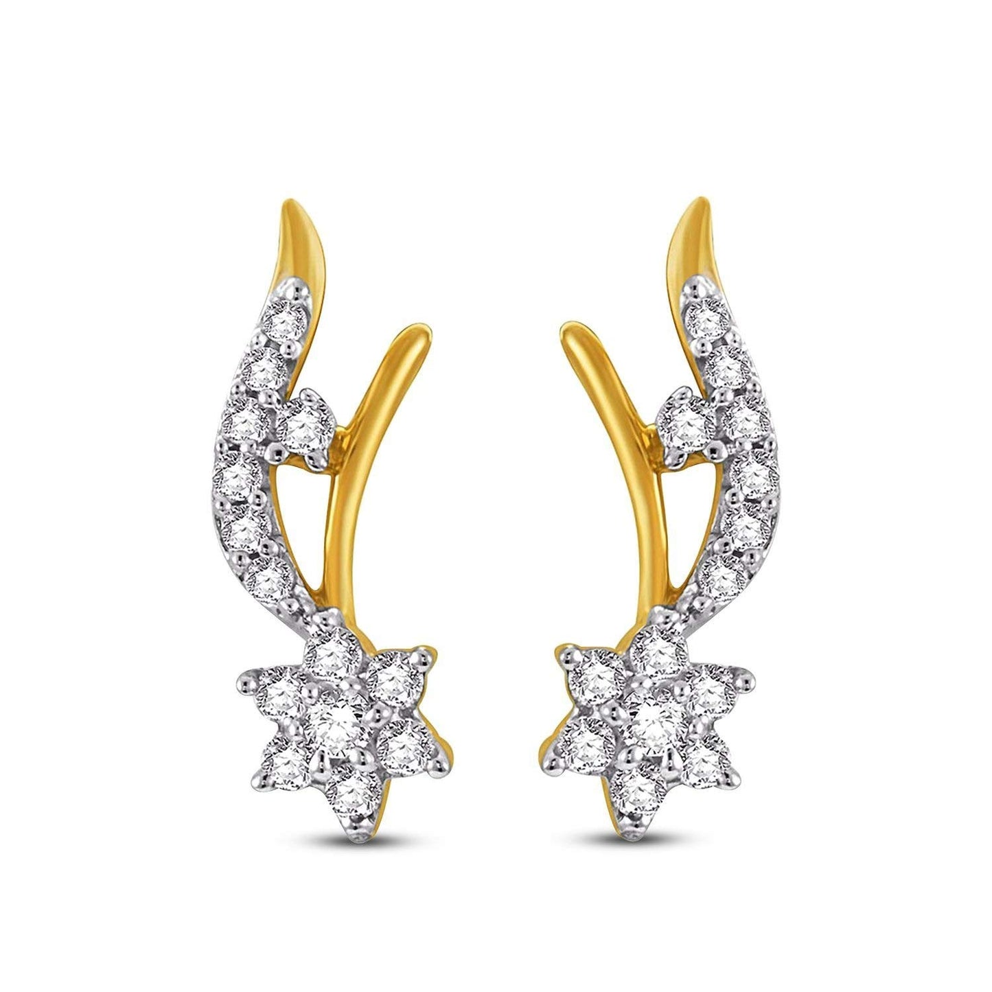 atjewels 18K Yellow Gold Over 925 Sterling Round Cut White CZ Stylish Stud Post & Butterfly Earrings MOTHER'S DAY SPECIAL OFFER - atjewels.in