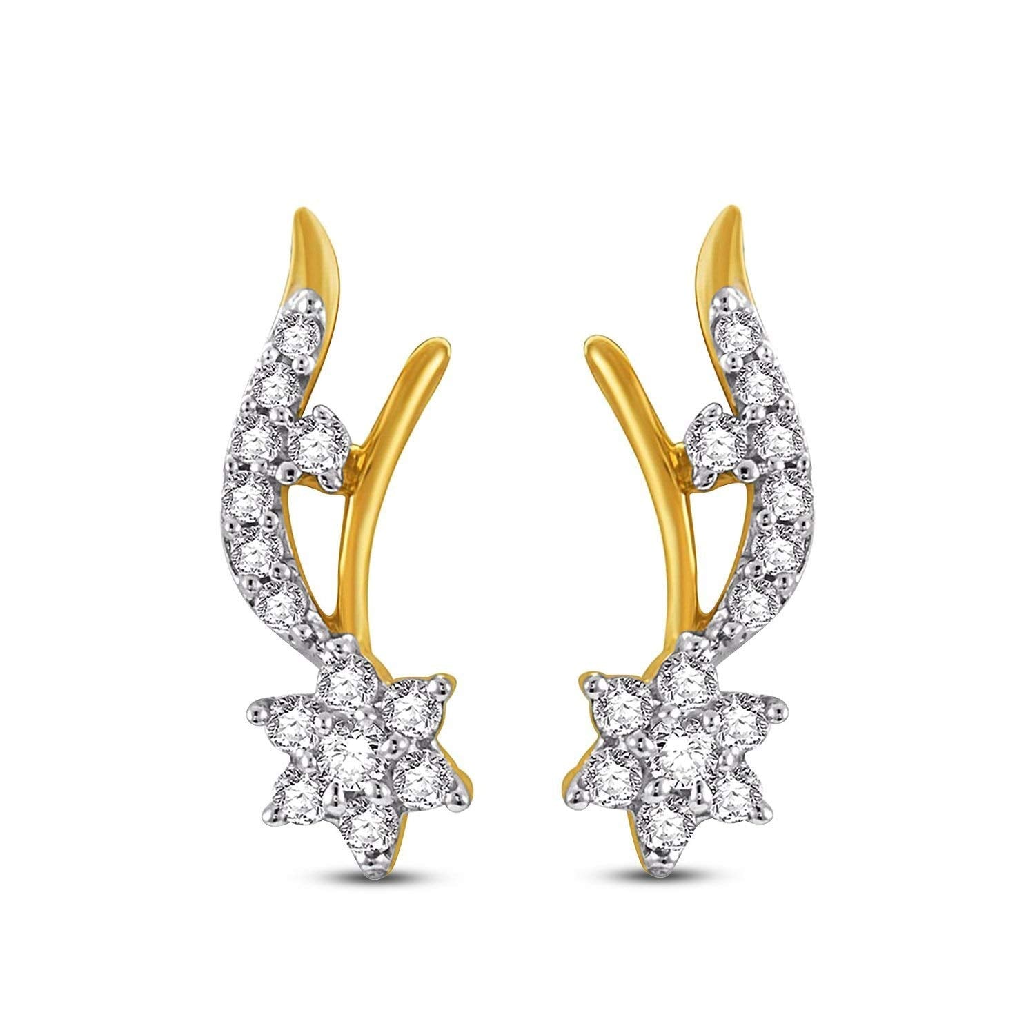 atjewels 18K Yellow Gold Over 925 Sterling Round Cut White CZ Stylish Stud Post & Butterfly Earrings MOTHER'S DAY SPECIAL OFFER - atjewels.in