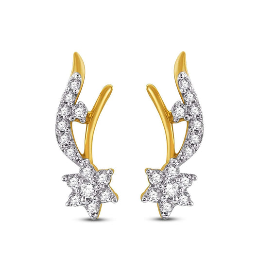 atjewels 18K Yellow Gold Over 925 Sterling Round Cut White CZ Stylish Stud Post & Butterfly Earrings MOTHER'S DAY SPECIAL OFFER - atjewels.in