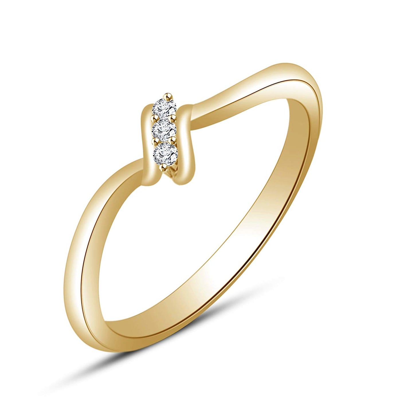 atjewels 14K Rose Gold Over Sterling Round White CZ in Prong Set Three Stone Ring for Women's MOTHER'S DAY SPECIAL OFFER - atjewels.in