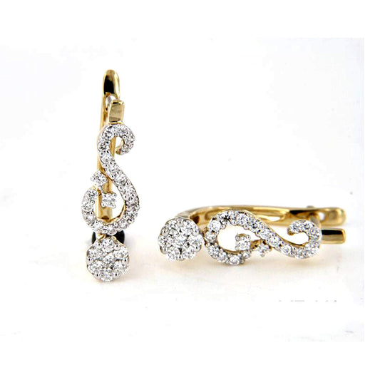 atjewels 14k Yellow Gold Over .925 Sterling Silver White Diamond Lever Back Earrings For Women's & Girls MOTHER'S DAY SPECIAL OFFER - atjewels.in