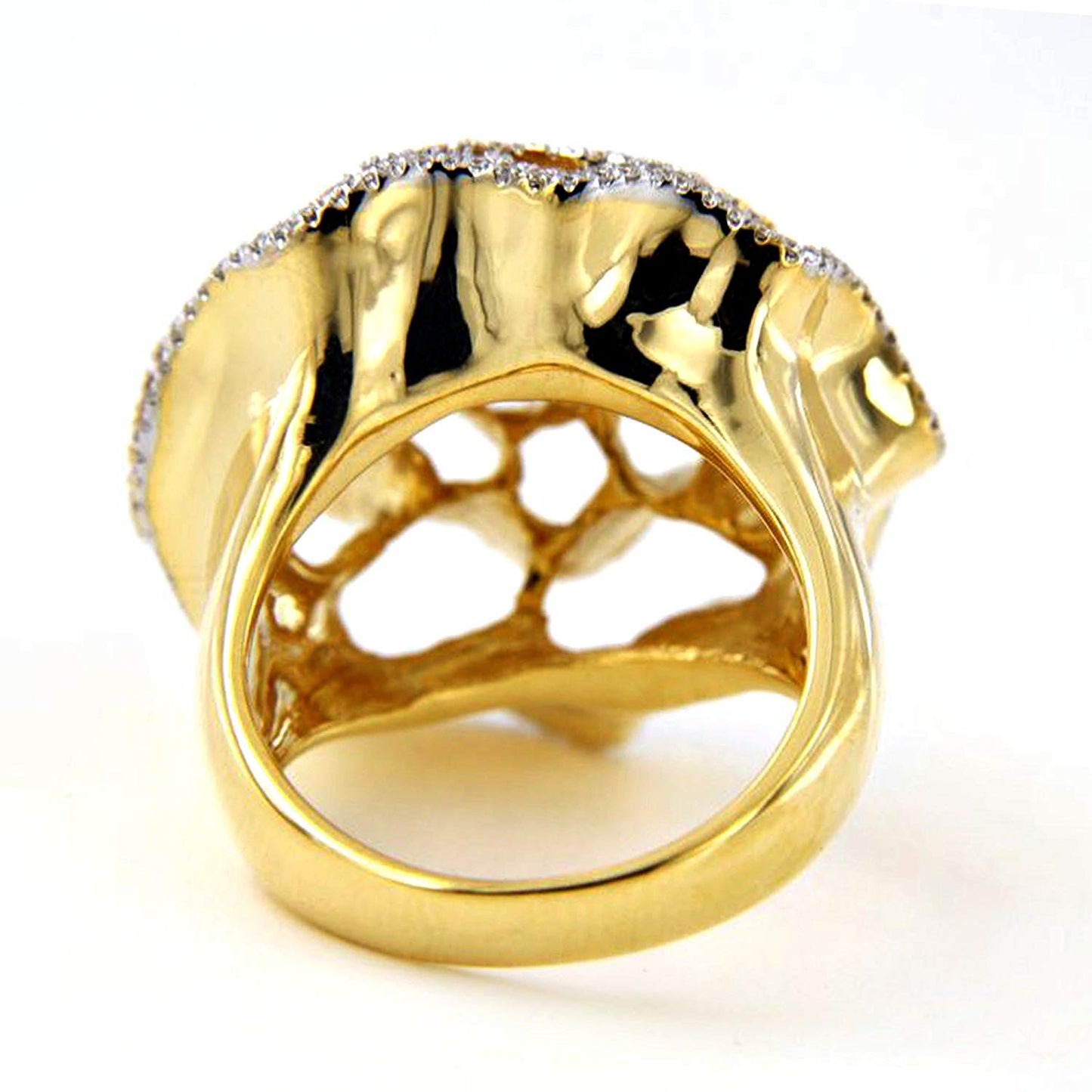 atjewels 18K Yellow Gold Over .925 Sterling Silver Round White CZ Cocktail Flower Ring For Women MOTHER'S DAY SPECIAL OFFER - atjewels.in