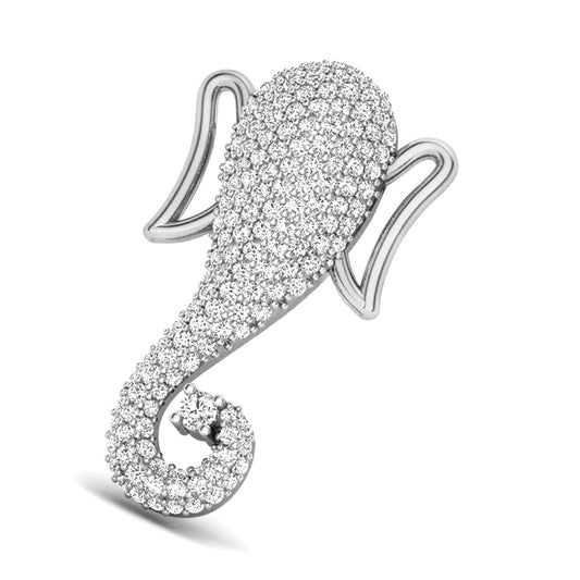 atjewels 18K White Gold Plated on .925 Sterling Silver Round White Cubic Zirconia Ganesh Pendant MOTHER'S DAY SPECIAL OFFER - atjewels.in