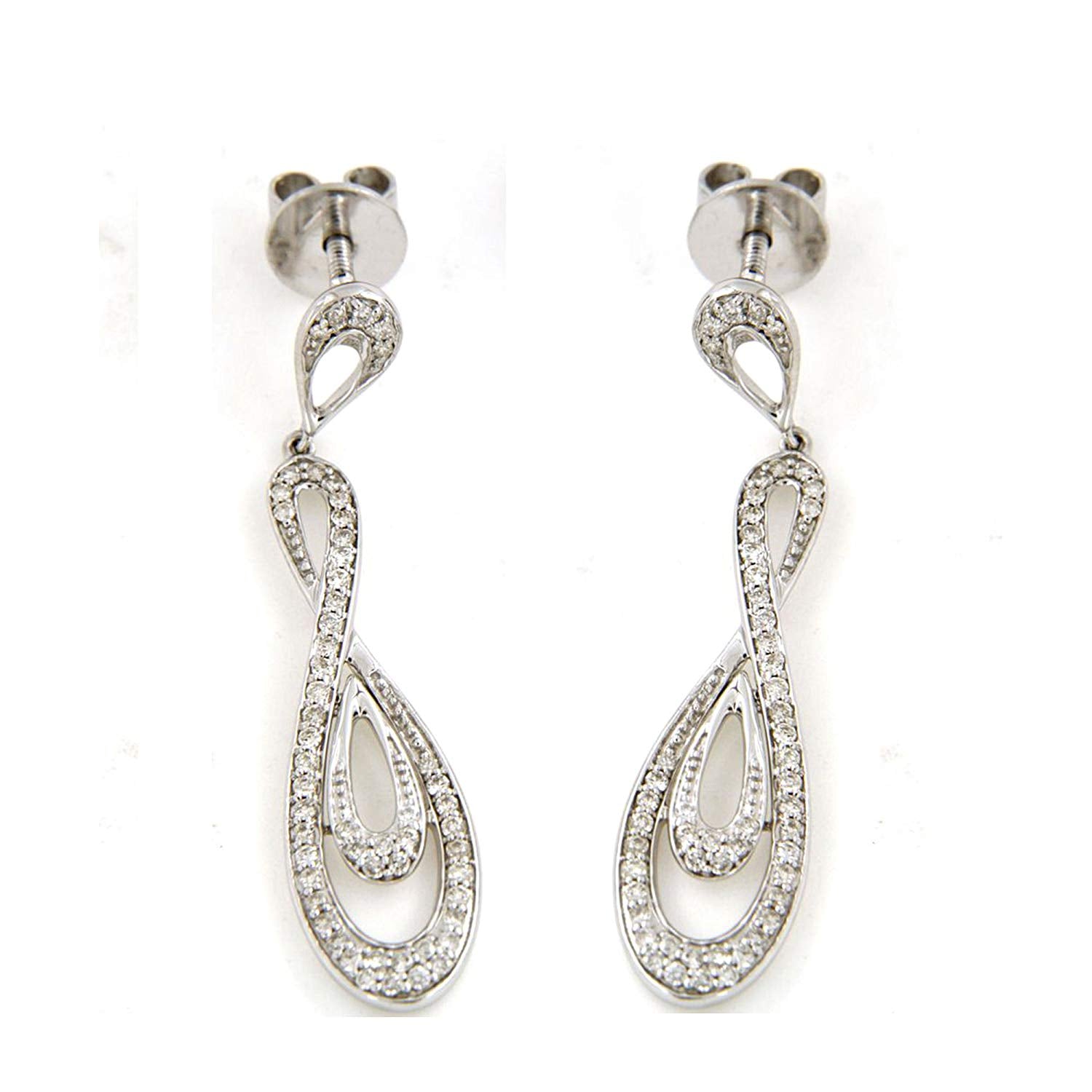 atjewels 14k White Gold Plated 925 Sterling Silver American Diamond Dangle Earrings For Women's MOTHER'S DAY SPECIAL OFFER - atjewels.in