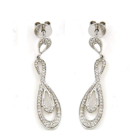 atjewels 14k White Gold Plated 925 Sterling Silver American Diamond Dangle Earrings For Women's MOTHER'S DAY SPECIAL OFFER - atjewels.in