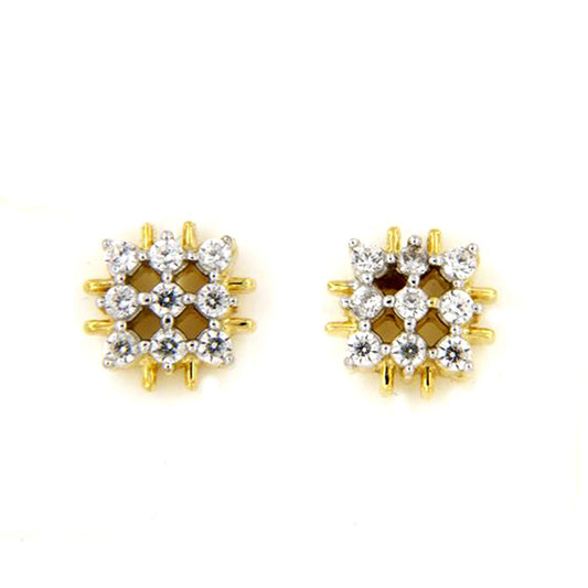atjewels Engagement Stud Earrings in 18k Yellow Gold Over 925 Sterling Silver White CZ MOTHER'S DAY SPECIAL OFFER - atjewels.in
