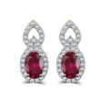 atjewels Oval Red Ruby & Round Cut White CZ 14k Yellow Gold Over .925 Sterling Silver Engagment Jewelry Set For Girl's & Women's For Navratri Special - atjewels.in