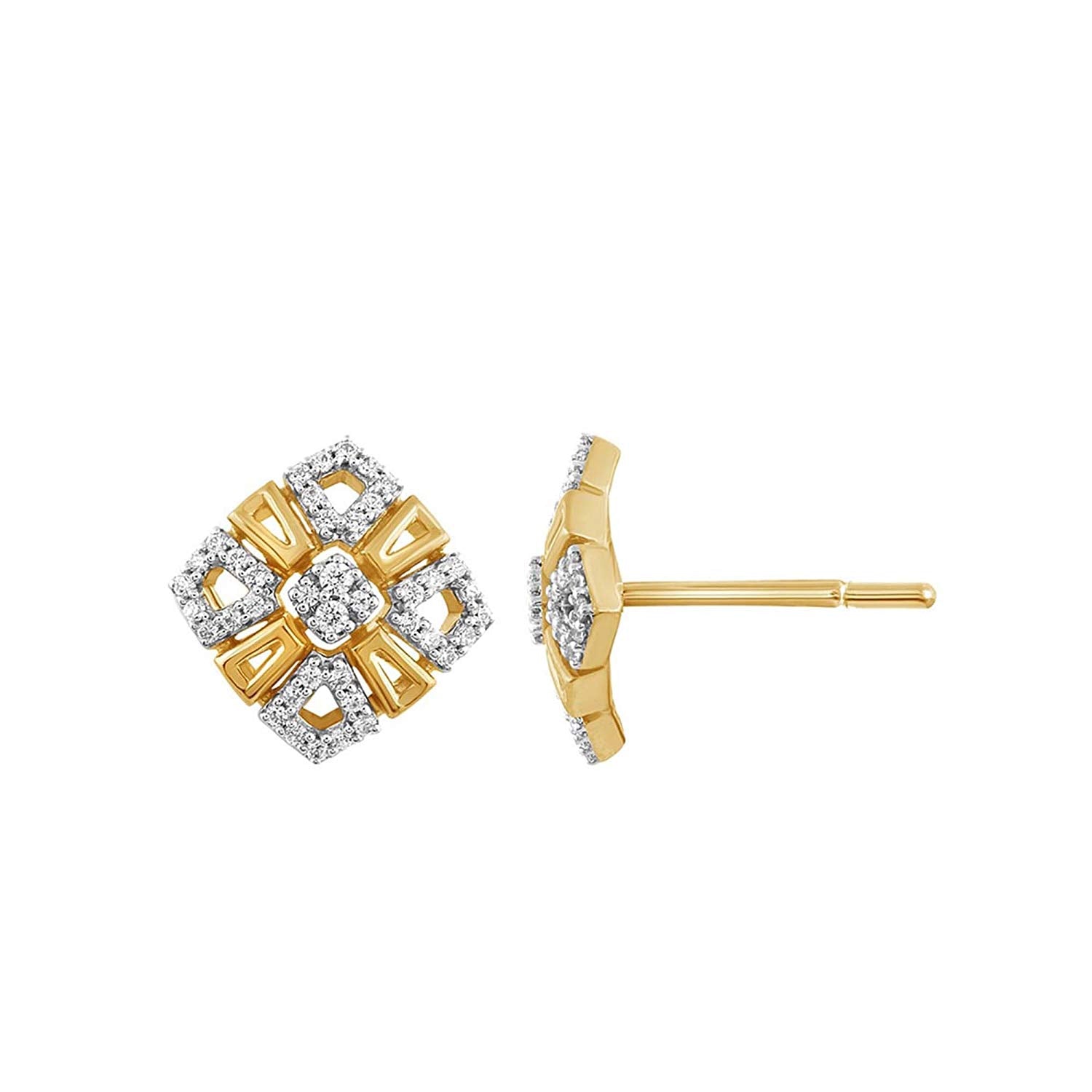 atjewels 14K Two tone Gold Over 925 Sterling Round White CZ Engagement Stud Earrings MOTHER'S DAY SPECIAL OFFER - atjewels.in
