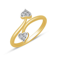 atjewels Twotone Gold on 925 Silver Round White Cubic Zirconia Bypass Heart Ring MOTHER'S DAY SPECIAL OFFER - atjewels.in