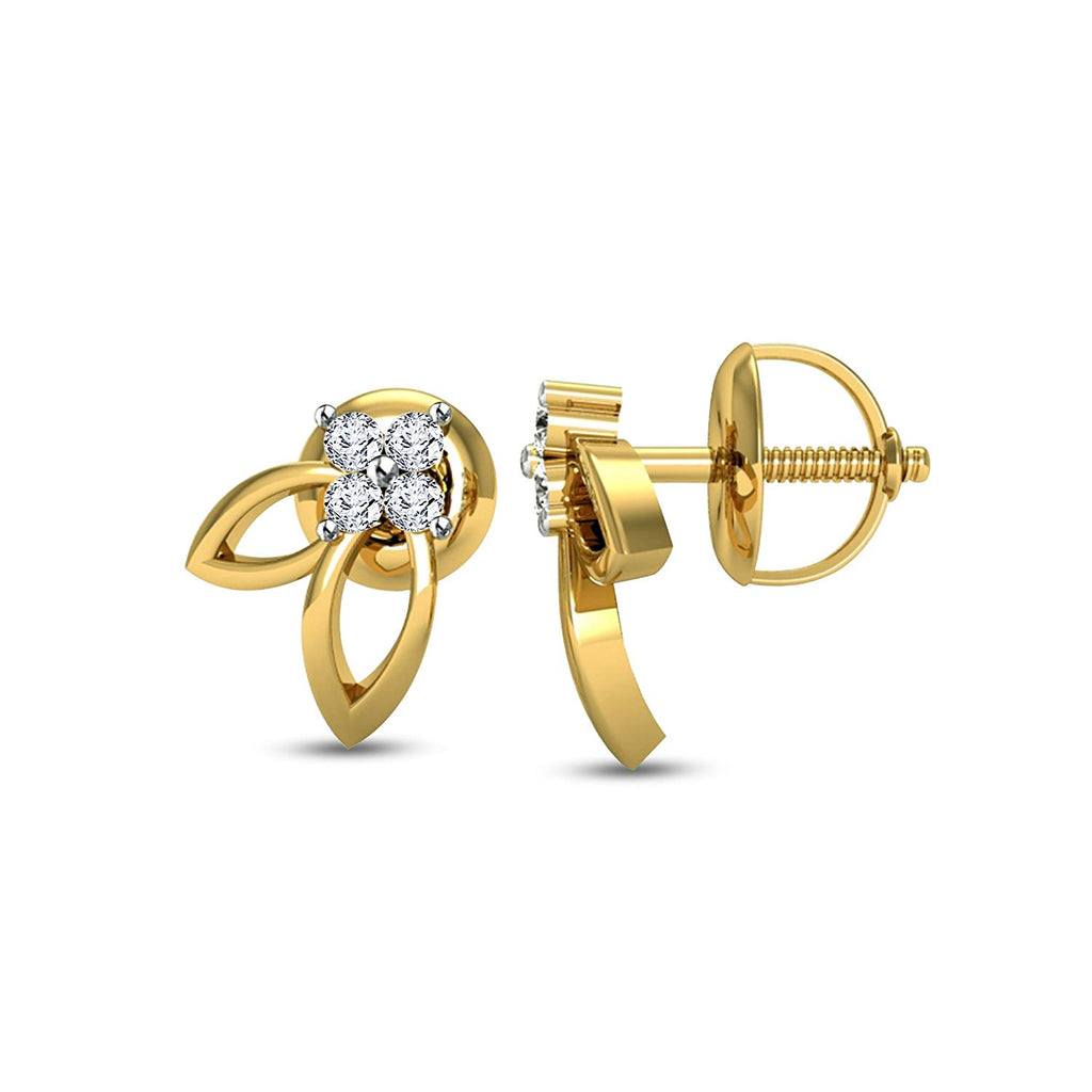 atjewels 18K Yellow Gold Over 925 Sterling Round Cut White CZ Wedding Screw Back Stud Earrings MOTHER'S DAY SPECIAL OFFER - atjewels.in