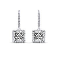 atjewels Princess and Round White CZ in White Gold Plated on Sterling 925 Dangle Earrings For Women/Girls MOTHER'S DAY SPECIAL OFFER - atjewels.in