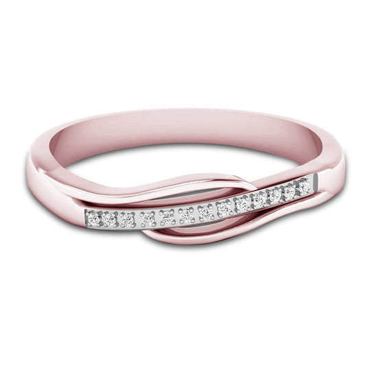 atjewels 14K Rose and White Gold Over Sterling Round White CZ Anniversary Band Ring for Women's MOTHER'S DAY SPECIAL OFFER - atjewels.in