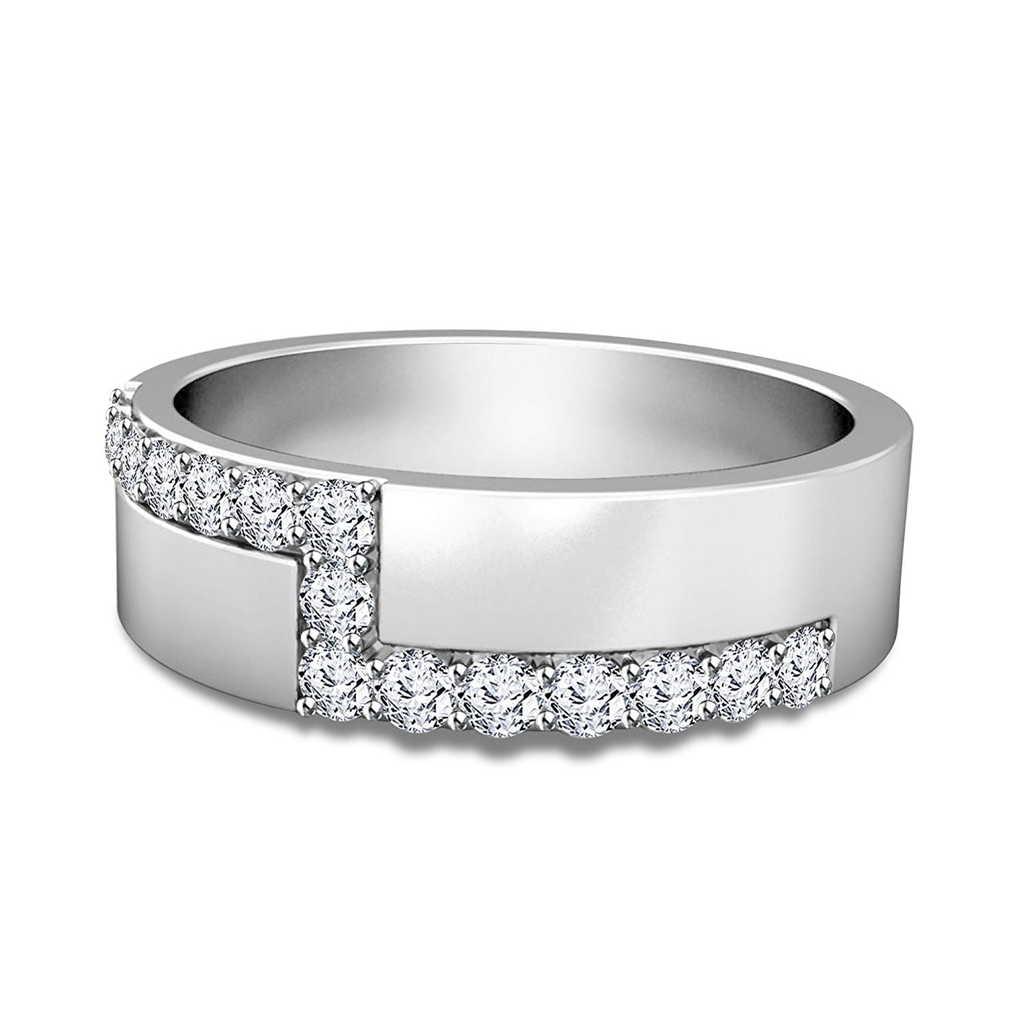 atjewels Unique Style Round Cut White CZ Engagement Men's Band Ring in Solid 925 Sterling Silver MOTHER'S DAY SPECIAL OFFER - atjewels.in