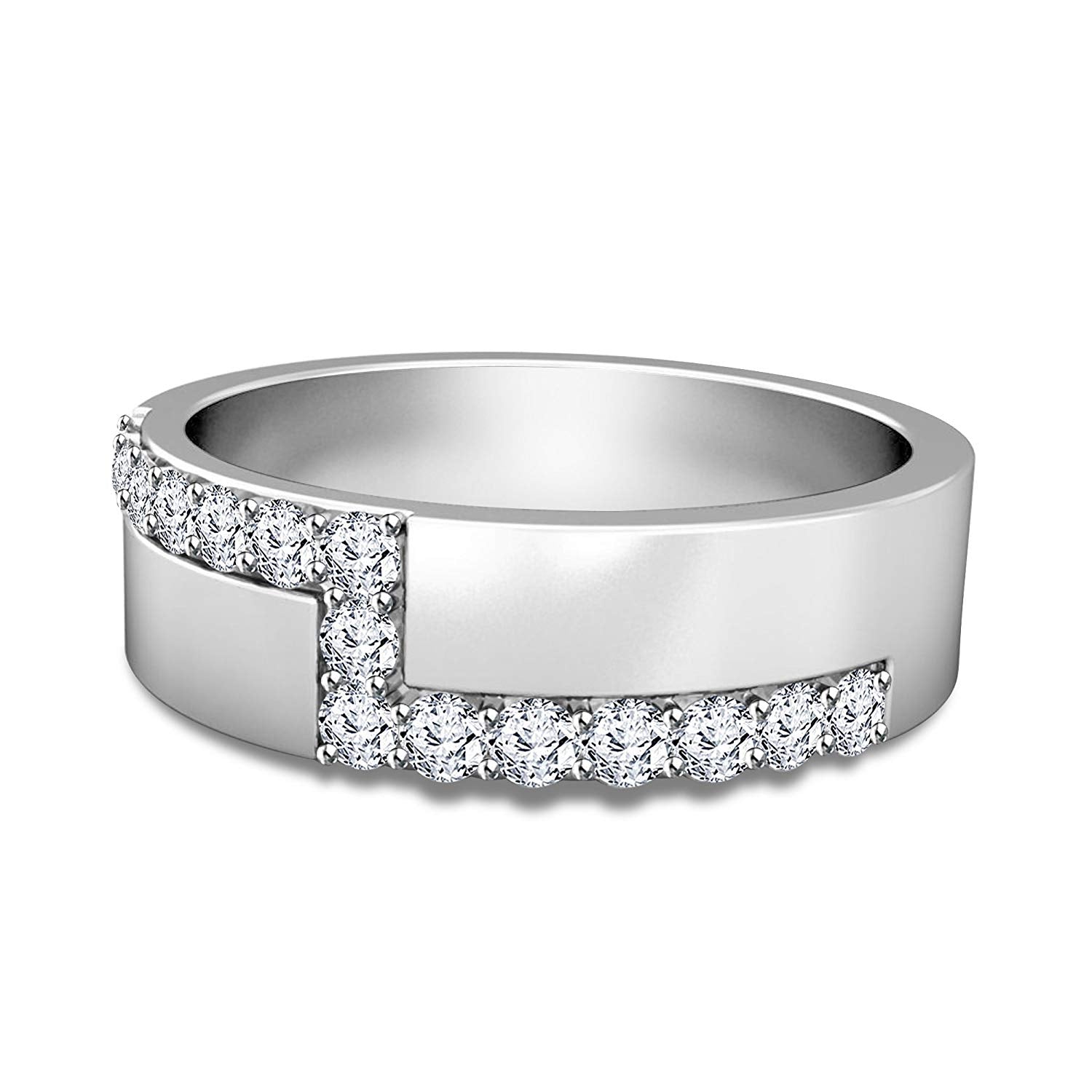 atjewels Unique Style Round Cut White CZ Engagement Men's Band Ring in Solid 925 Sterling Silver MOTHER'S DAY SPECIAL OFFER - atjewels.in