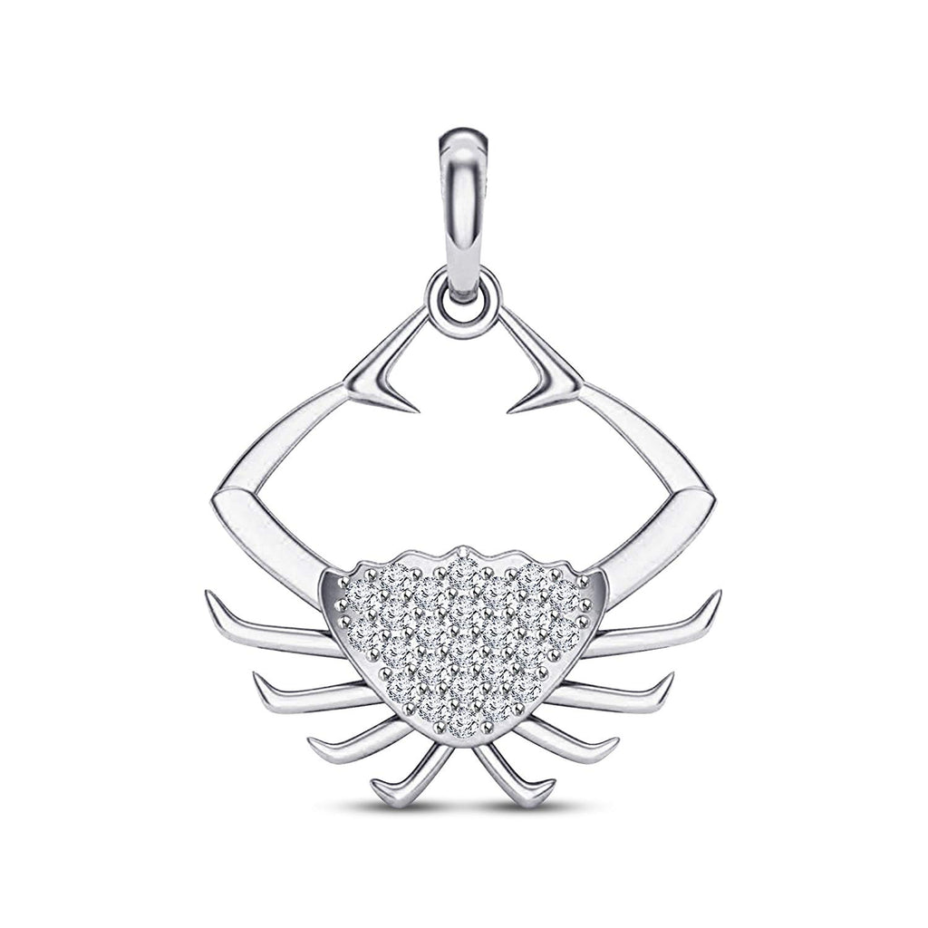 atjewels Sea Crab Pendant For Men's in 18K White Gold On .925 Silver With Round White Simulated Diamond MOTHER'S DAY SPECIAL OFFER - atjewels.in