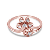 atjewels 14K Rose Gold on 925 Silver Round White Cubic Zirconia Bypass Flower Ring MOTHER'S DAY SPECIAL OFFER - atjewels.in