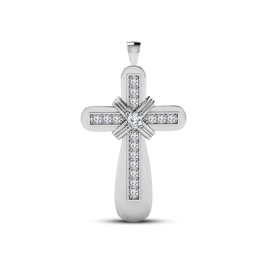 atjewels 18K White Gold Over 925 Sterling White Cubic Zirconia Cross Pendant MOTHER'S DAY SPECIAL OFFER - atjewels.in