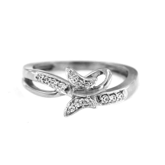 atjewels Butterfly Ring 0.27 CT Round White CZ 14K Solid White Gold Plated On 925 Silver MOTHER'S DAY SPECIAL OFFER - atjewels.in
