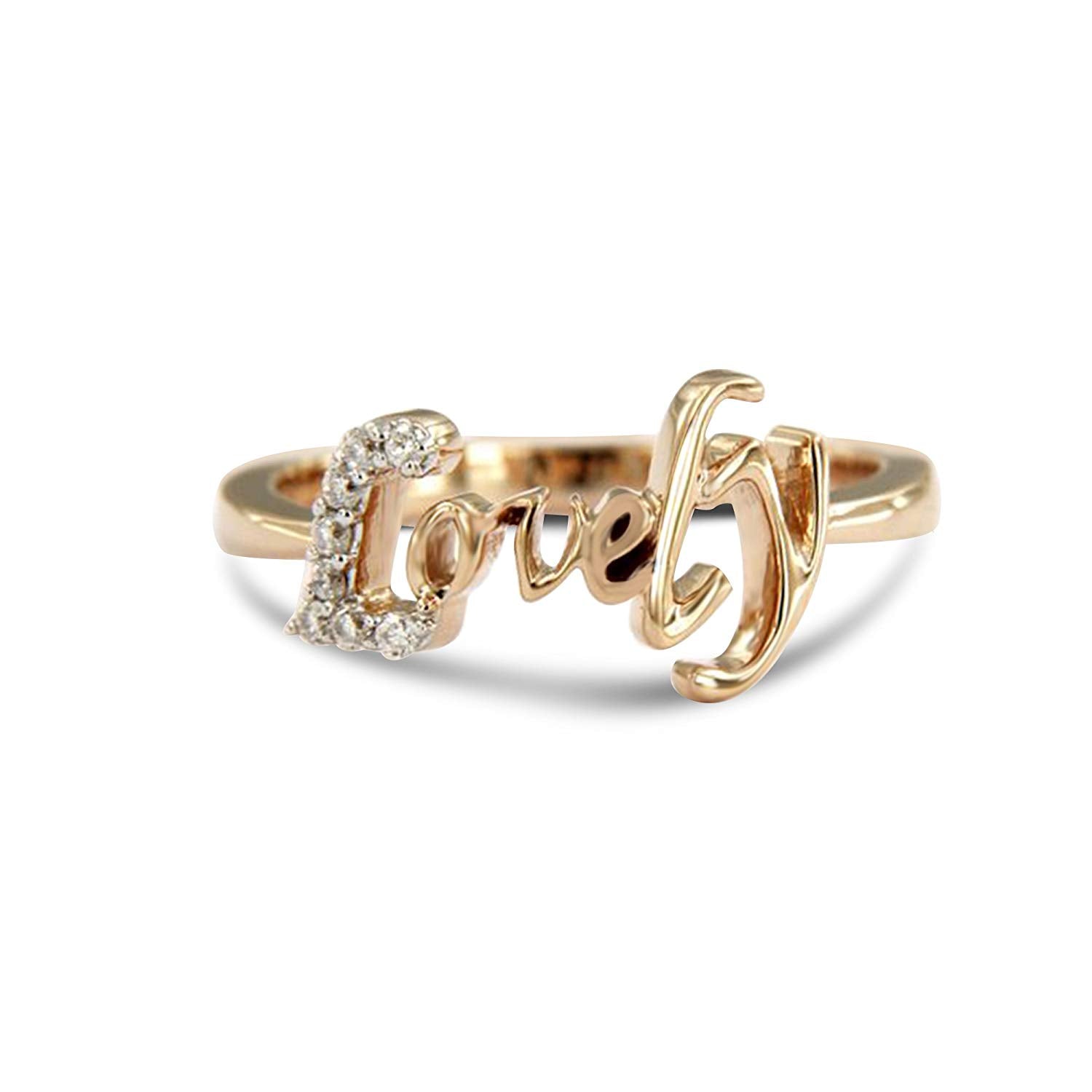 athewels 14K Rose Gold Plated on 925 Sterling Silver with White Round Zirconia Lovely Ring For Unisex MOTHER'S DAY SPECIAL OFFER - atjewels.in