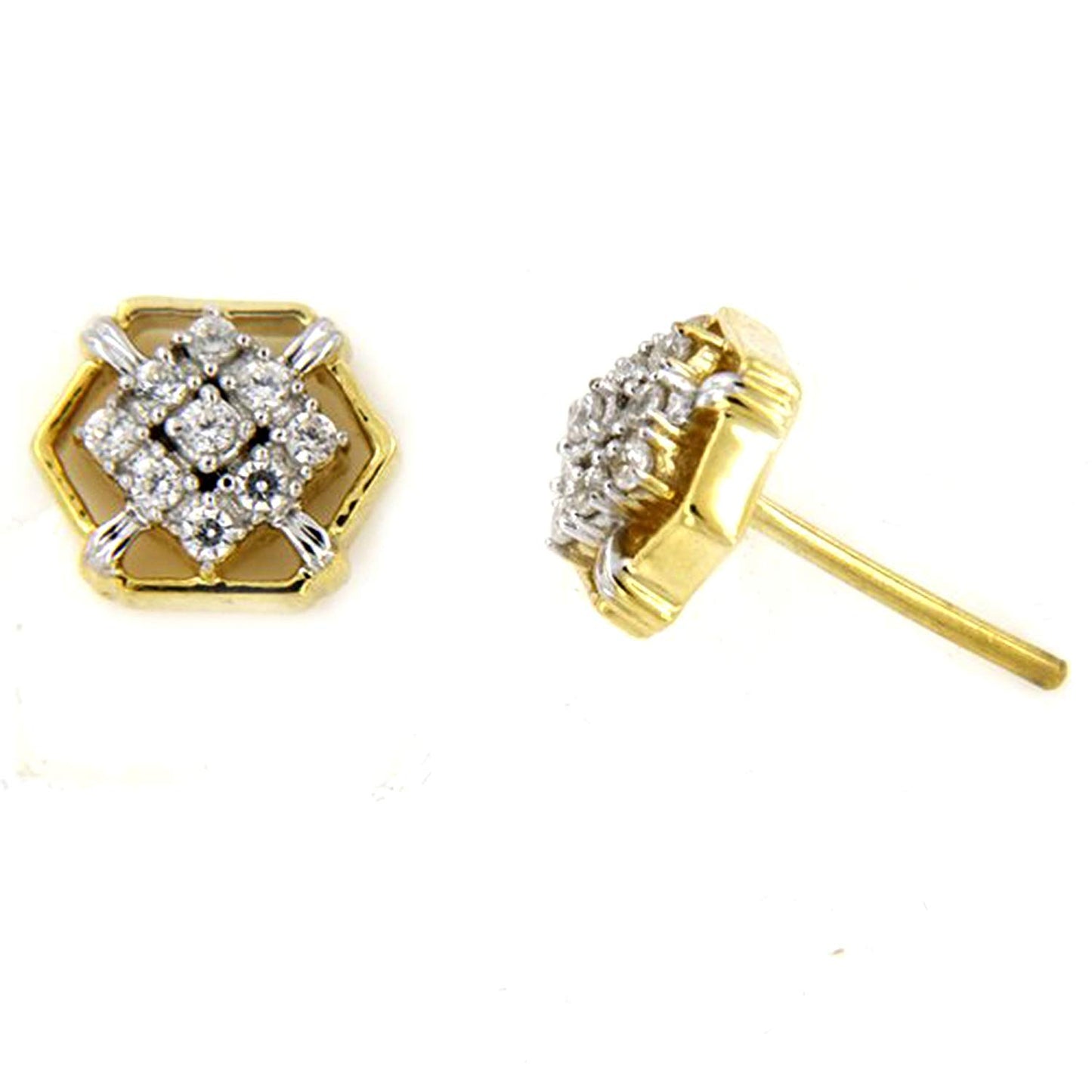 atjewels Women's White CZ Engagement Stud Earrings in 18k Yellow Gold Over 925 Sterling Silver MOTHER'S DAY SPECIAL OFFER - atjewels.in