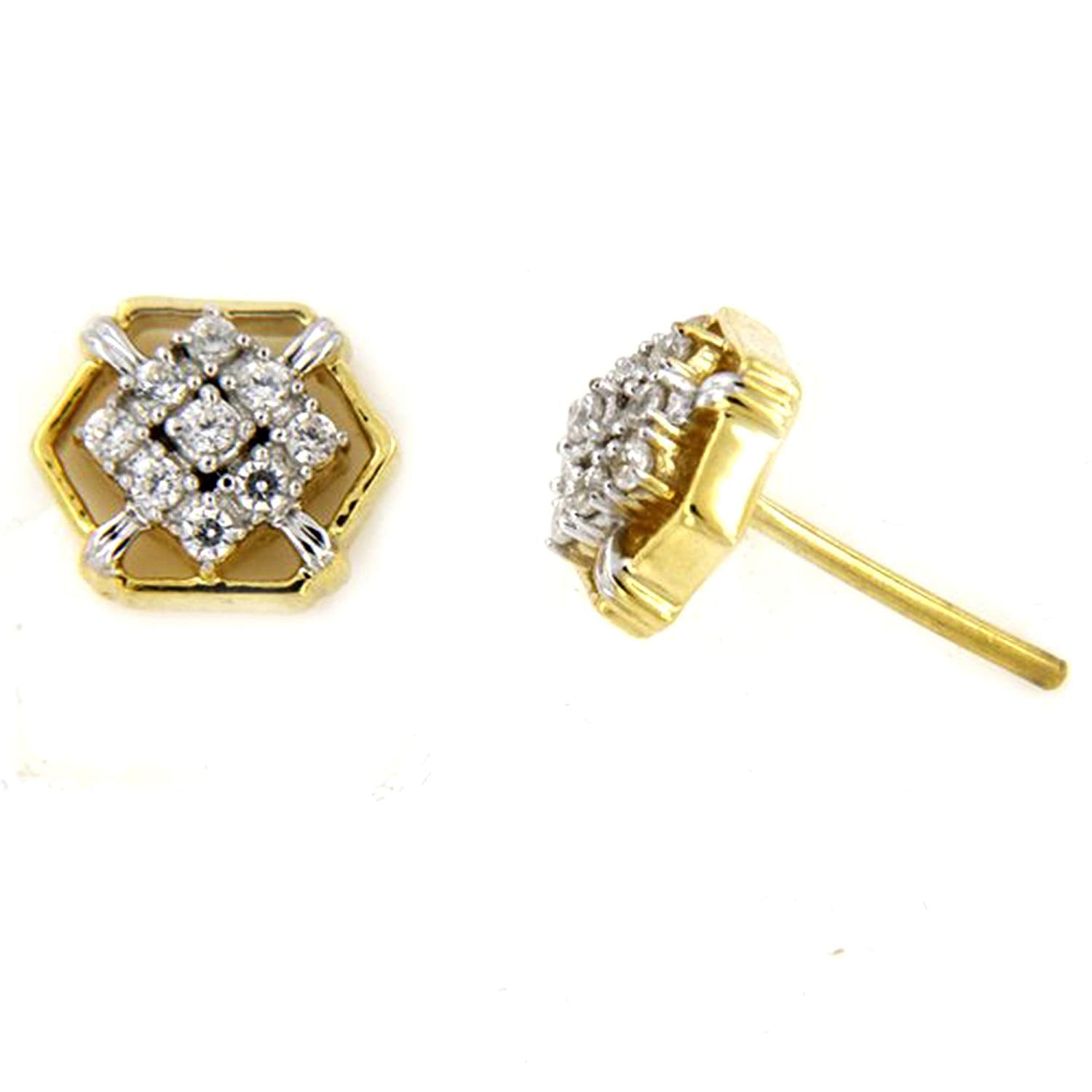 atjewels Women's White CZ Engagement Stud Earrings in 18k Yellow Gold Over 925 Sterling Silver MOTHER'S DAY SPECIAL OFFER - atjewels.in