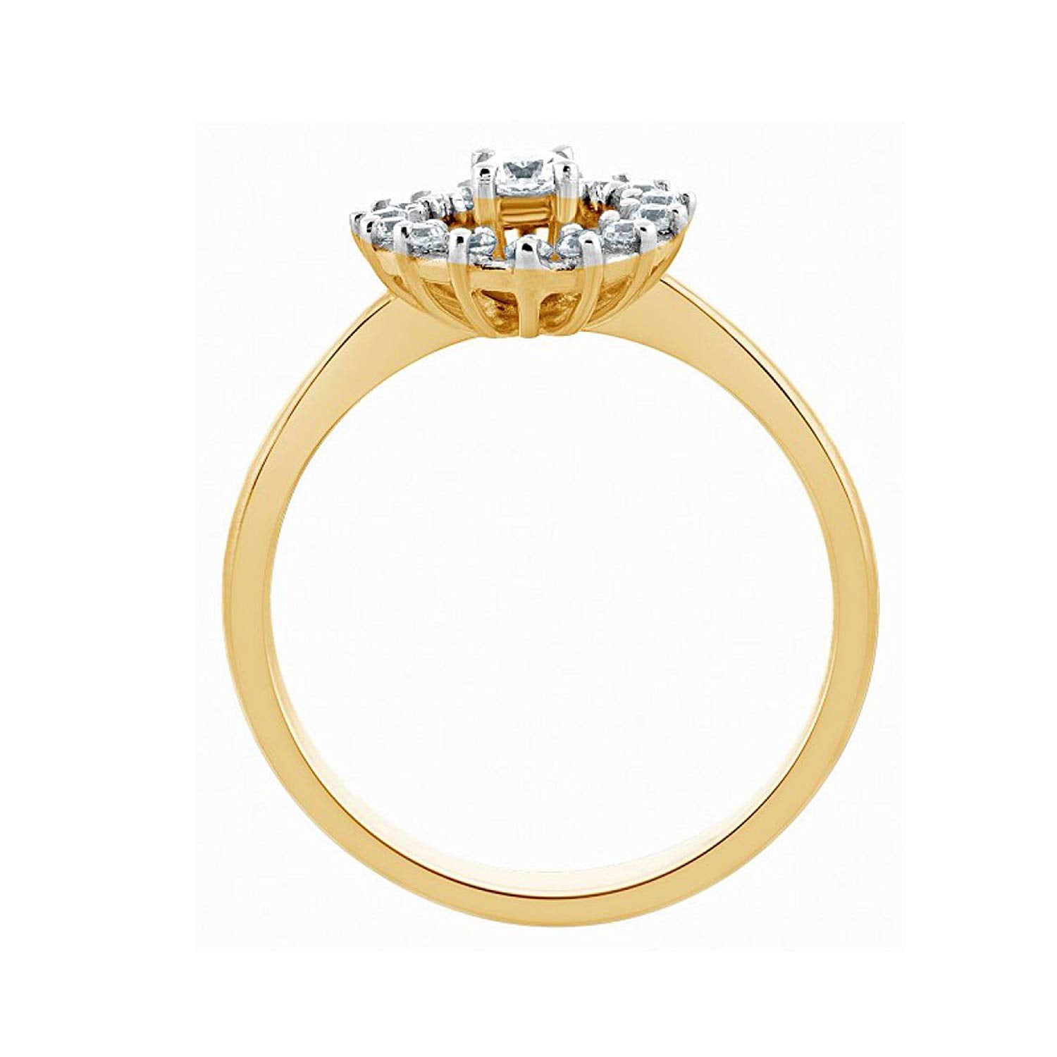 atjewels 14K Yellow and White Gold Over 925 Sterling Silver Round White CZ Engagement Ring For Women's MOTHER'S DAY SPECIAL OFFER - atjewels.in