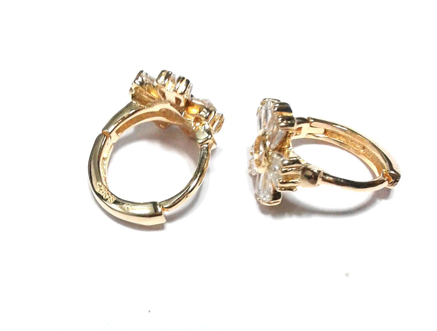 atjewels Baguette White CZ 14k Yellow Gold Over 925 Sterling Silver Hoop Earrings For Girl's and Women's For MOTHER'S DAY SPECIAL OFFER - atjewels.in