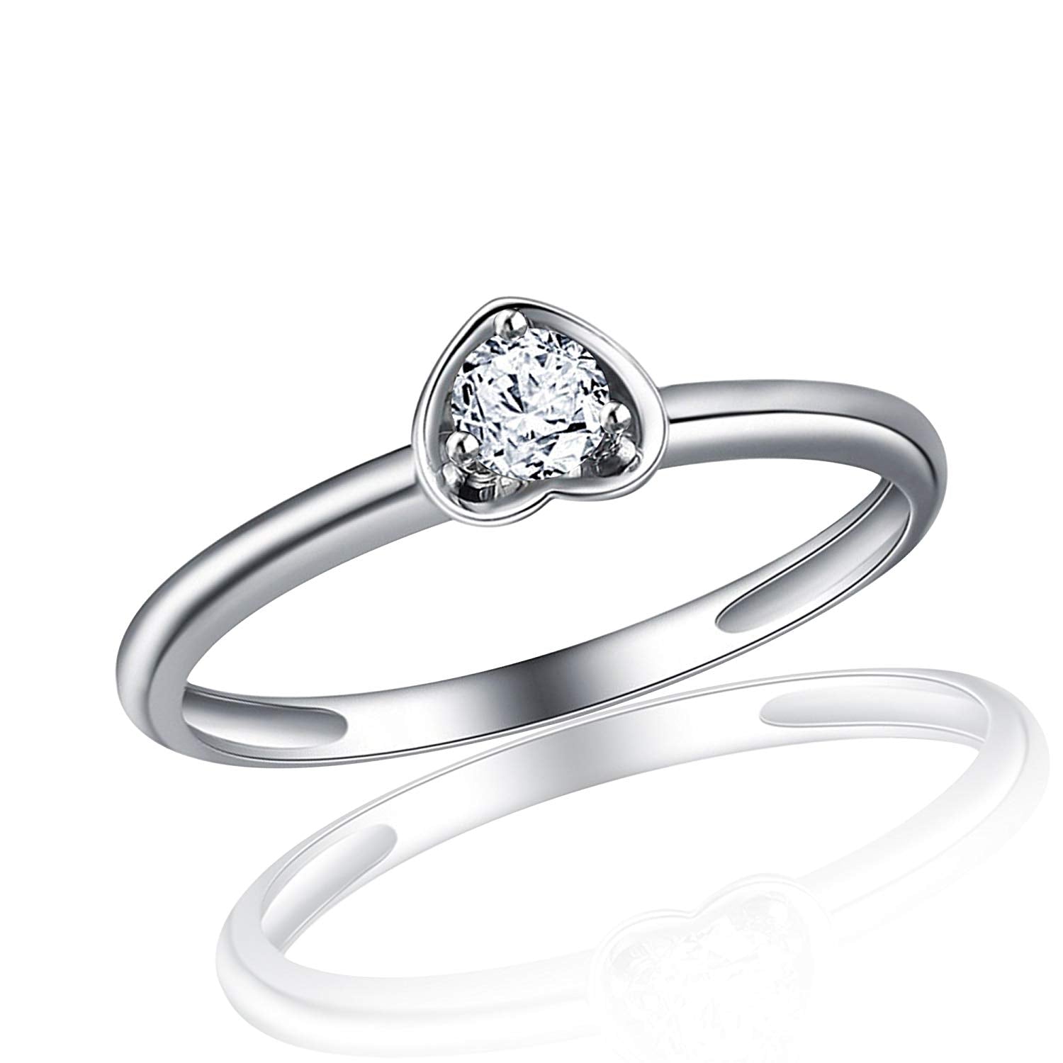 atjewels 14K White Gold Over Sterling Silver Heart Ring for Women's MOTHER'S DAY SPECIAL OFFER - atjewels.in