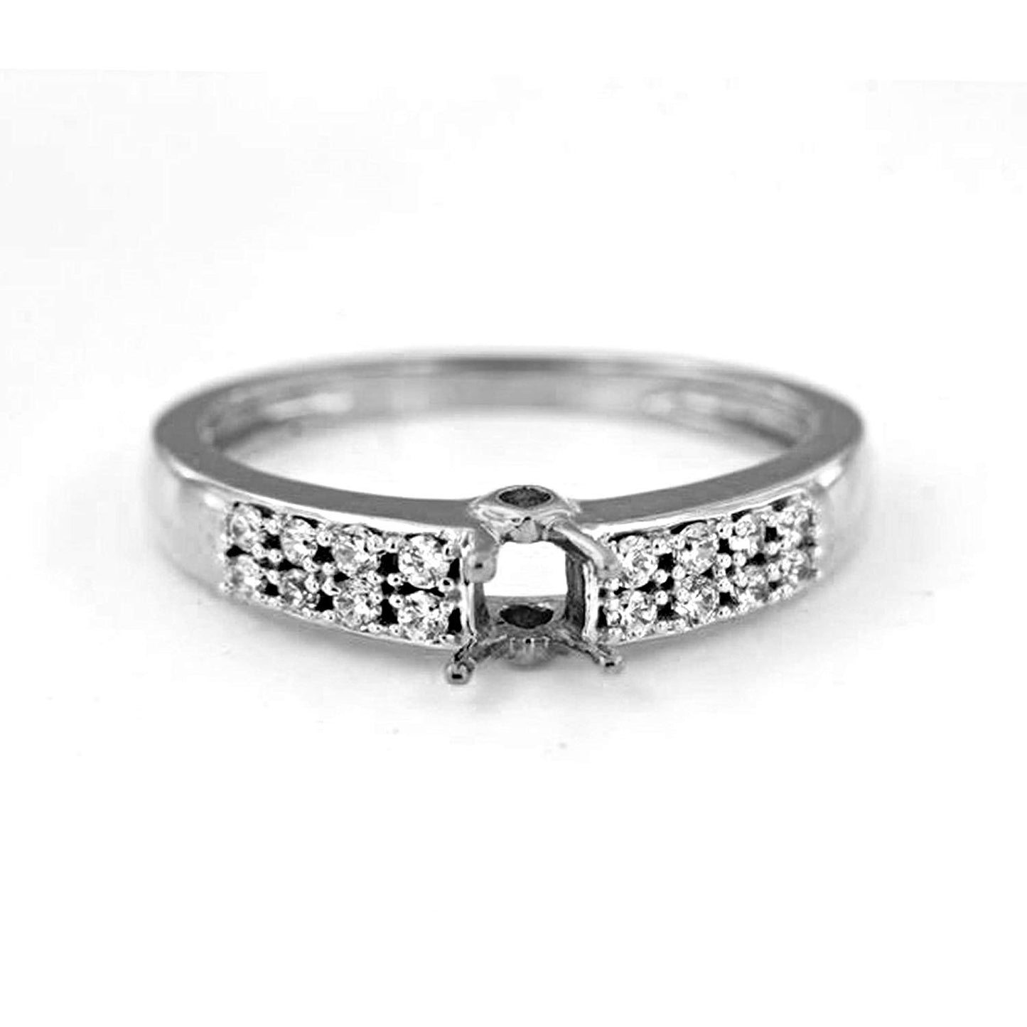 atjewels 14K White Gold Plated On 925 Sterling Silver with 0.36 CT Round White CZ Mounting Ring MOTHER'S DAY SPECIAL OFFER - atjewels.in