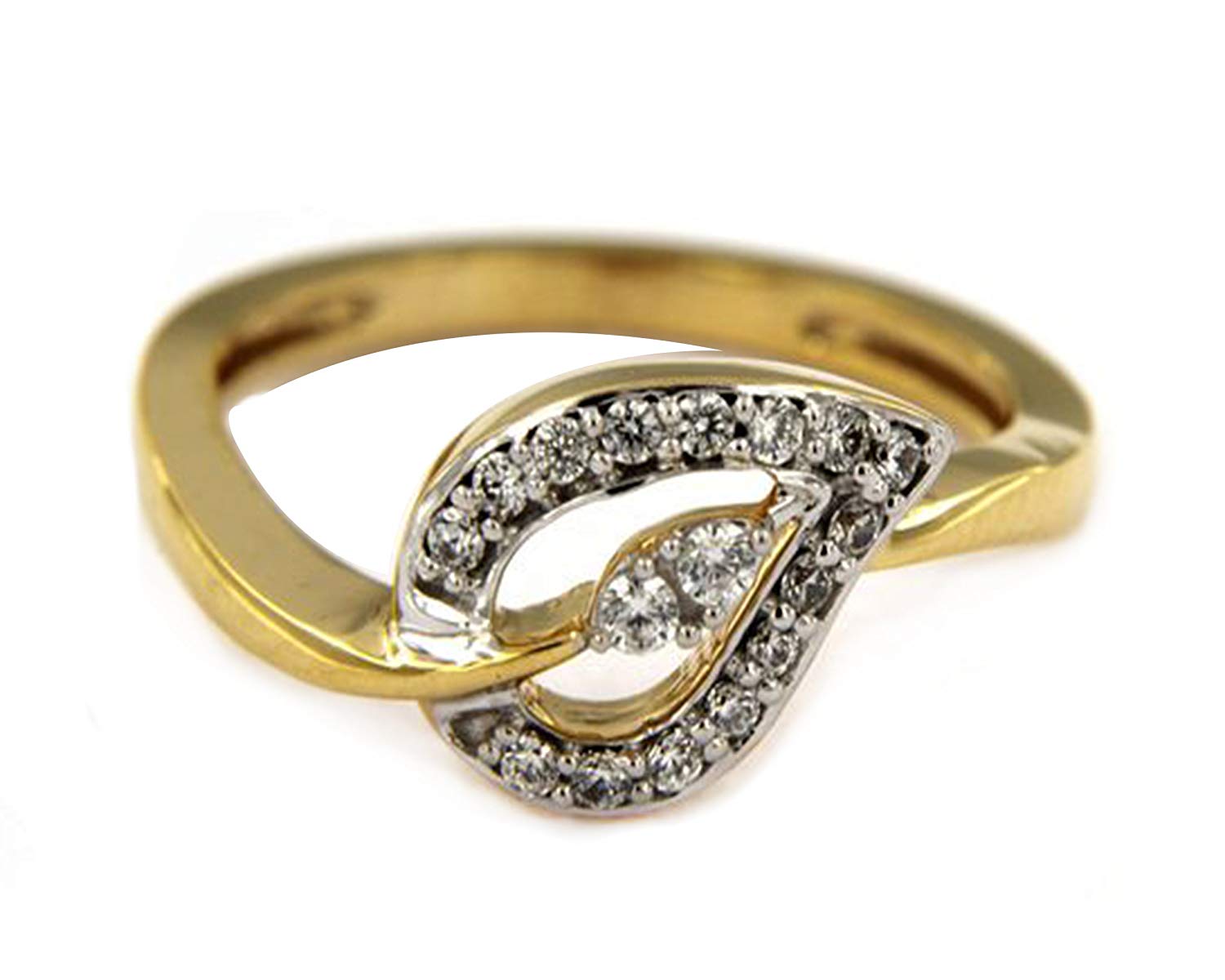 atjewels 14K Yellow Gold Over 925 Silver 0.49 TCW with Round White CZ Heart Leaf Shaped Ring MOTHER'S DAY SPECIAL OFFER - atjewels.in