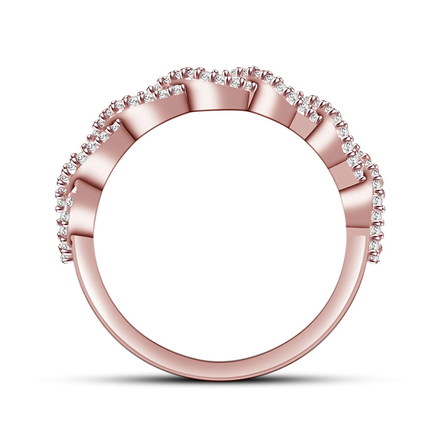 0.51 CT 14K Rose Gold Over 925 Sterling Silver Round Cut White Cubic Zircon Diamond Infinity Band Engagement Wedding Ring for Women's - atjewels.in