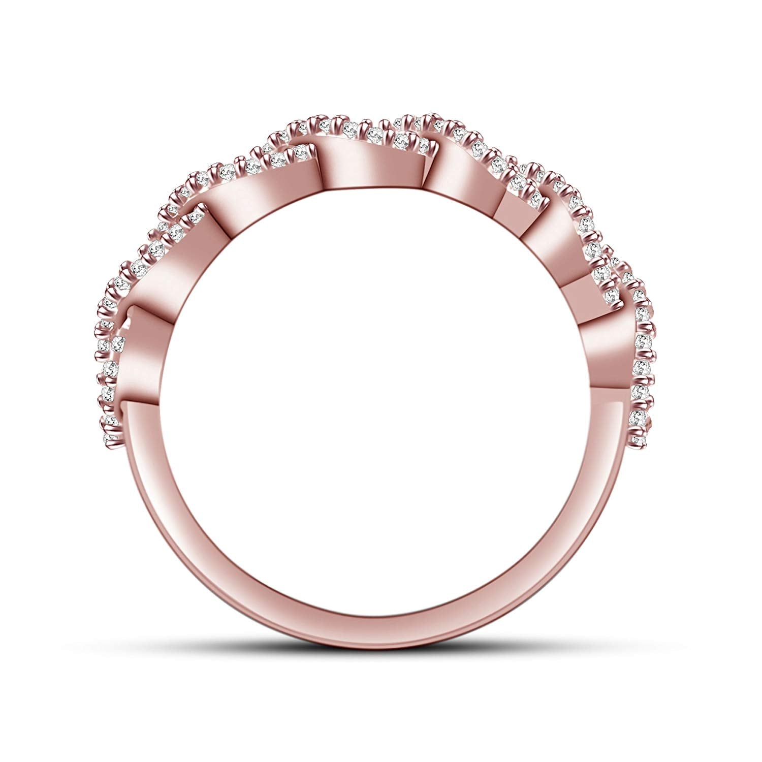 0.51 CT 14K Rose Gold Over 925 Sterling Silver Round Cut White Cubic Zircon Diamond Infinity Band Engagement Wedding Ring for Women's - atjewels.in