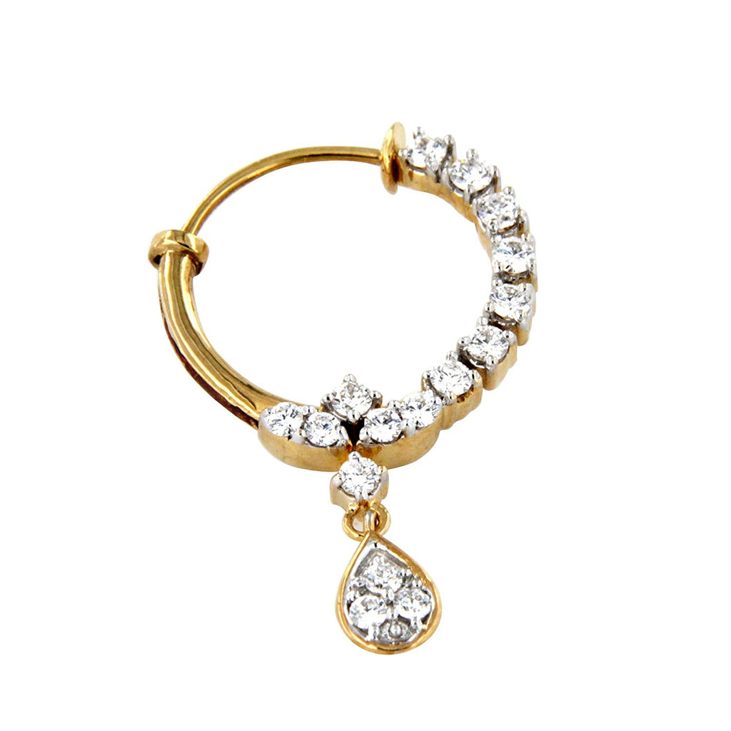 atjewels Beautiful Nose Pin 925 Sterling Silver With Round cut