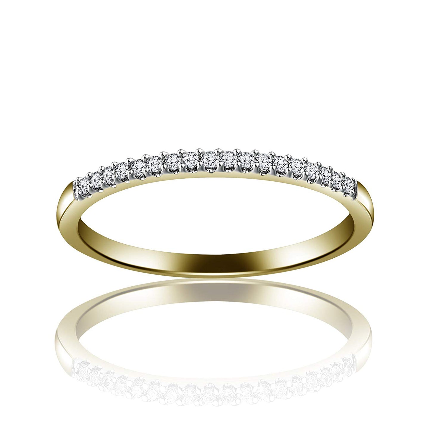 atjewels White Cubic Zirconia With 18K Yellow Gold Over .925 Sterling Silver Wedding Band Ring MOTHER'S DAY SPECIAL OFFER - atjewels.in