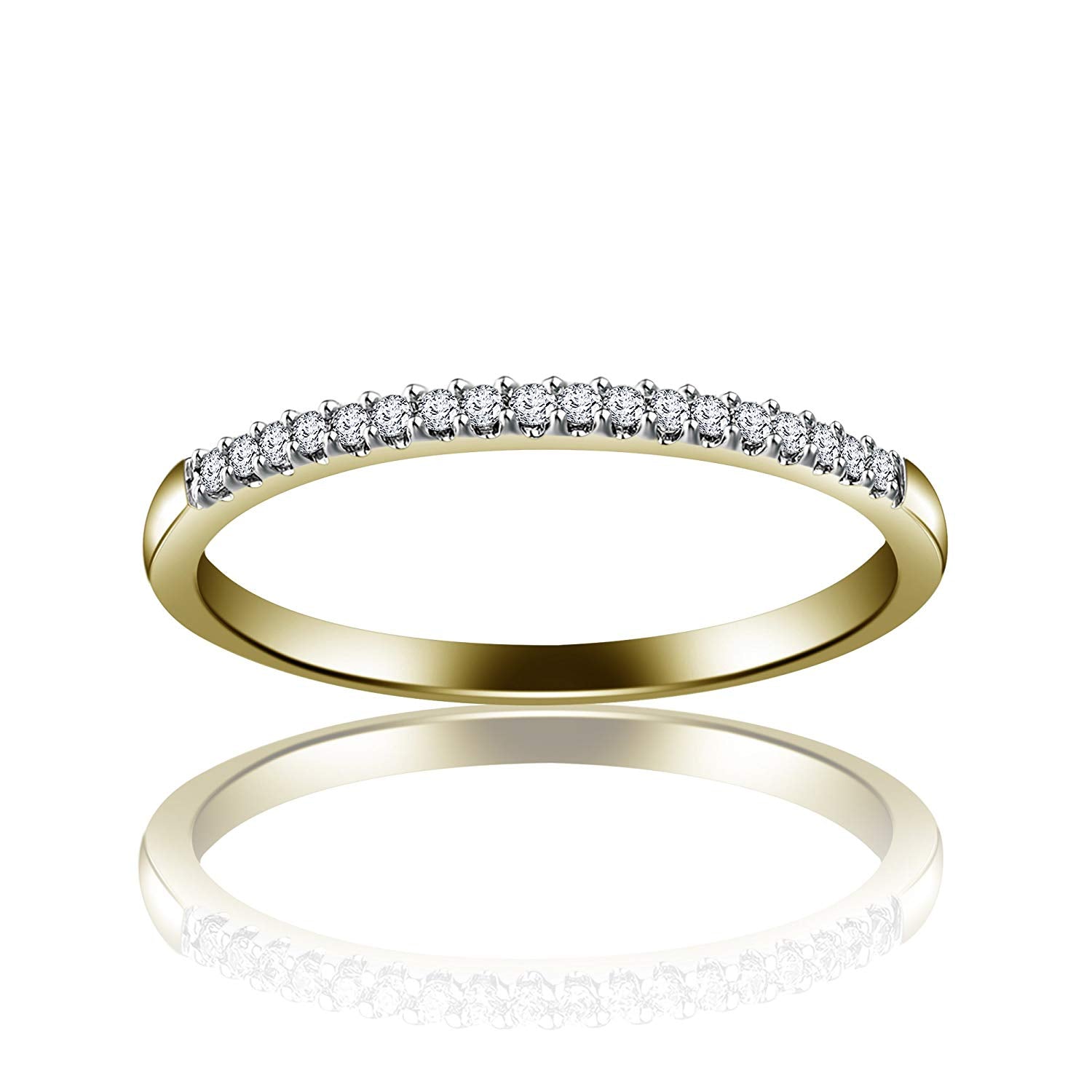 atjewels White Cubic Zirconia With 18K Yellow Gold Over .925 Sterling Silver Wedding Band Ring MOTHER'S DAY SPECIAL OFFER - atjewels.in