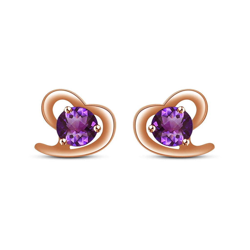 Round Amethyst 14K White Gold Over 925 Sterling Heart Shape Stud Earrings For Women's MOTHER'S DAY SPECIAL OFFER - atjewels.in