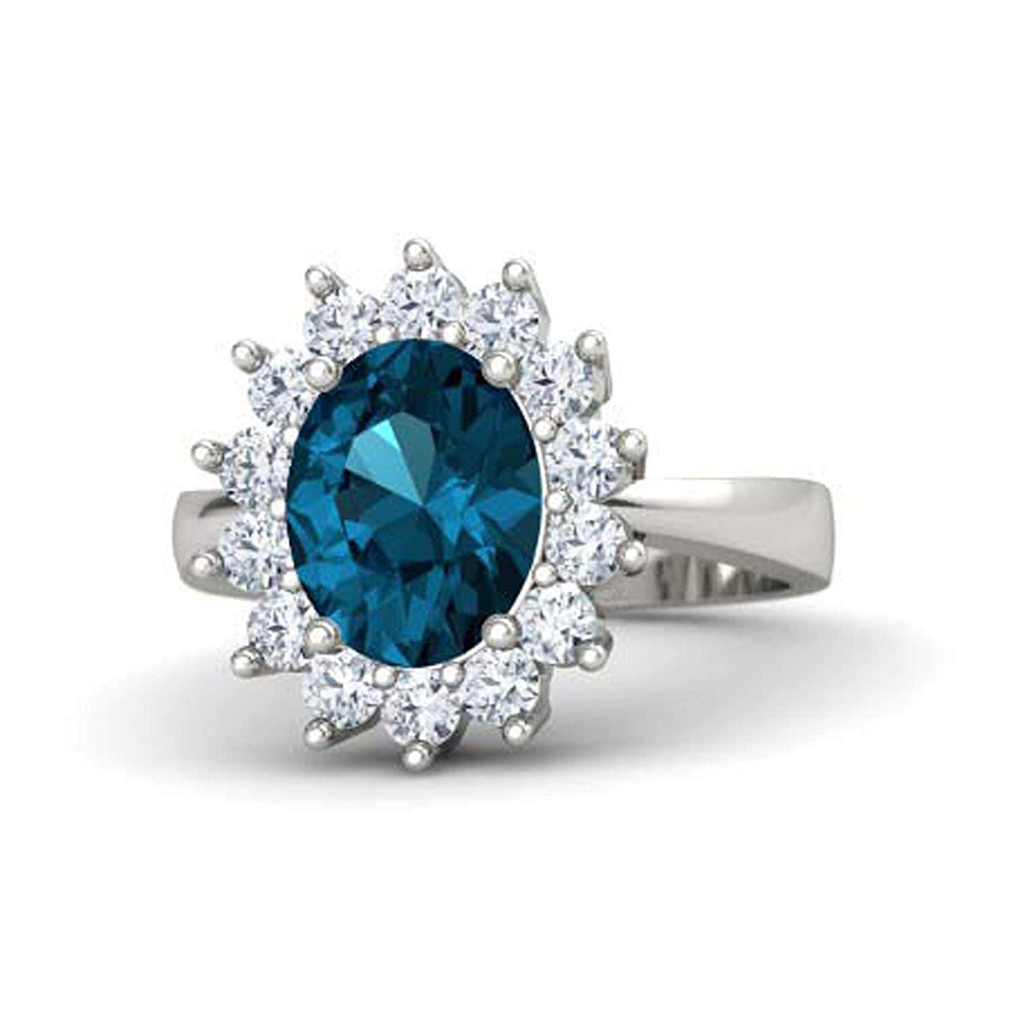 atjewels .925 Sterling Silver Oval Shape Blue Topaz Engagement/Wedding Ring Variation For Women's & Girl's - atjewels.in
