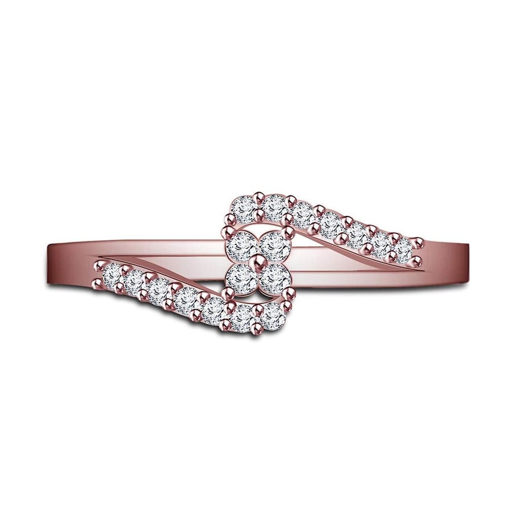 atjewels 0.38 CT 14K Rose Gold Over .925 Sterling Silver White Cubic Zirconia Bypass Ring Size 7 MOTHER'S DAY SPECIAL OFFER - atjewels.in
