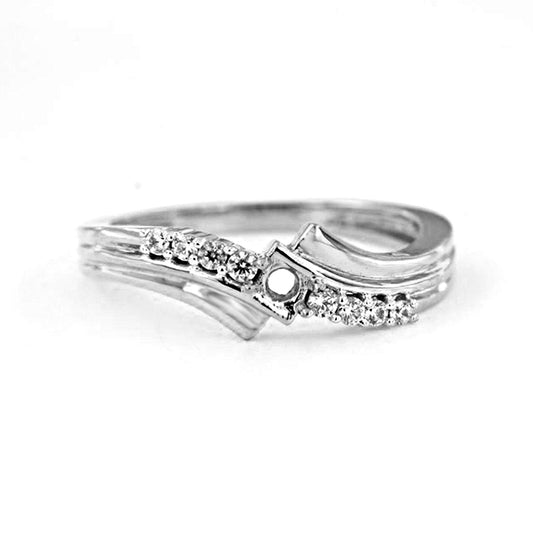 atjewels Semi Mount Bypass Ring in 0.25 CT 14K White Gold Plated On 925 Sterling Silver Round Cut With White CZ MOTHER'S DAY SPECIAL OFFER - atjewels.in